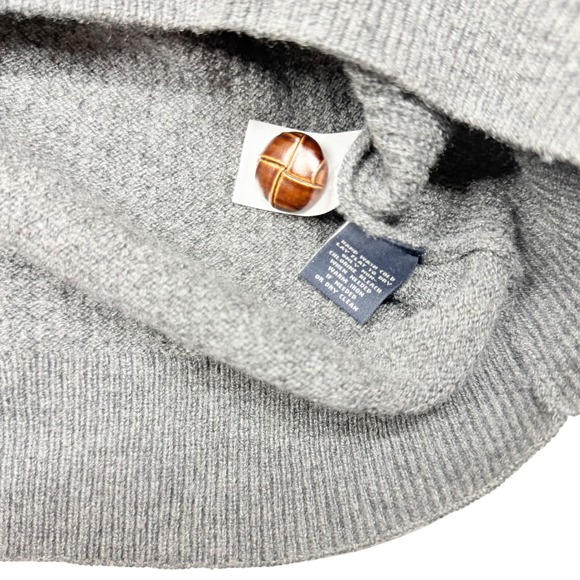 Hart Schaffner Marx Mens XL Gray Shawl Collar‎ Elbow Patch Sweater Lambs Wool - Picture 5 of 6